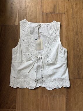 Tularosa White Eyelet Tie-Front Too